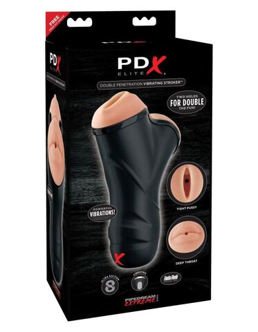 Мастурбатор с двумя тоннелями:  PDX ELITE Double Penetration Vibrating Stroker