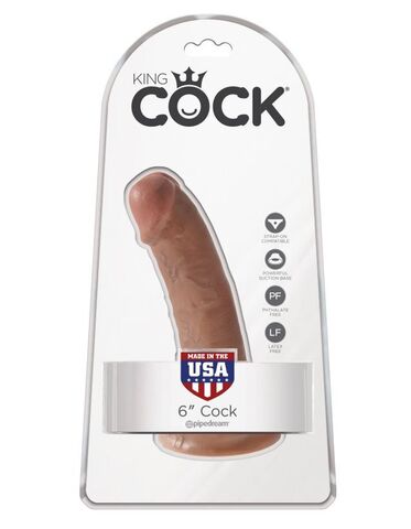 Фаллоимитатор на присоске загорелый King Cock 6 Cock Tan