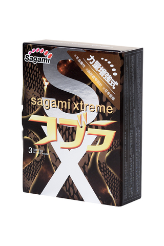Презервативы Sagami, xtreme, cobra, латекс, 19 см, 5,3 см, 3 шт.