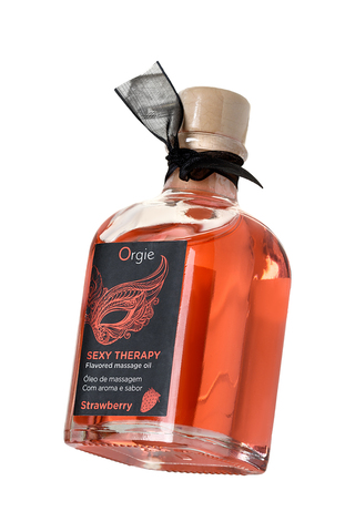 Комплект для сладких игр Orgie Lips (массажное масло для поцелуев, перо), клубника, 100 мл