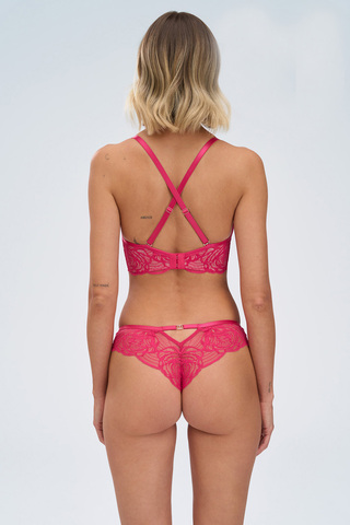 Яркие кружевные трусики-бразилиана Euphoric Rouge. Ластовица хлопковая.