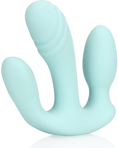 Вибратор «Три в одном» из жидкого силикона — Breezy Blue