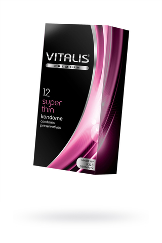 Презервативы Vitalis, premium, ультратонкие, 18 см, 5,3 см, 12 шт.