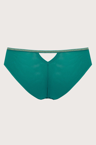 Кружевные трусики-бразилиана Chiara Gold зеленого цвета. Ластовица хлопковая.