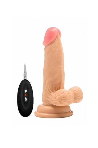 Фаллоимитатор с вибрацией и пультом управления Vibrating Realistic Cock With Scrotum - 6 Inch