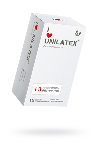 Презервативы Unilatex, natural ultrathin, ультратонкие, 18 см, 5,4 см, 15 шт.
