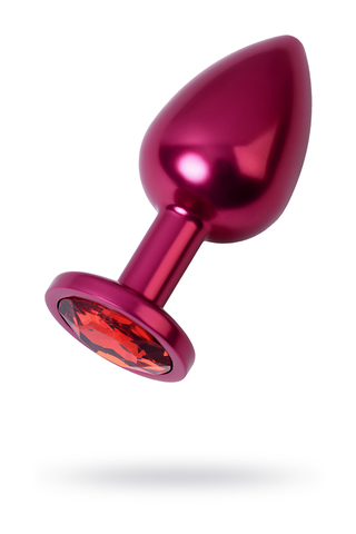 Анальная втулка Metal by TOYFA, металл, красная, с красным кристаллом, 8,2 см, Ø3,4 см, 85 г