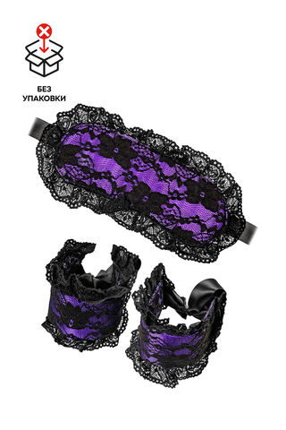 Набор для ролевых игр, фиолетовый (кружевная маска, кружевные наручники), (в пакете)