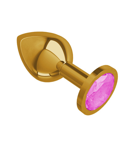 Анальная втулка Gold с розовым кристаллом средняя