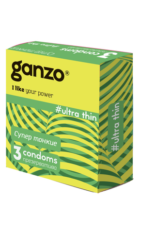 Презервативы Ganzo, ultra thin, ультратонкие, латекс, 18 см, 5,2 см, 3 шт.