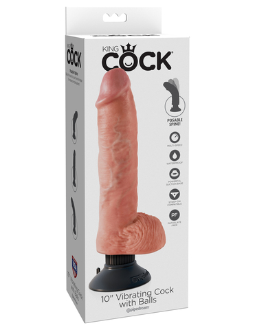 Вибромассажер 3в1 на съемной присоске 10 Vibrating Cock with Balls