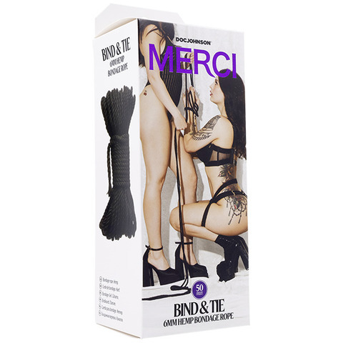 Верёвка для связывания и фиксации MERCI BIND & TIE, 15,24 м, чёрная