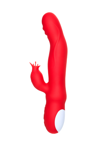 Вибратор JOS Redli с двигающейся головкой, силикон, красный, 21 см