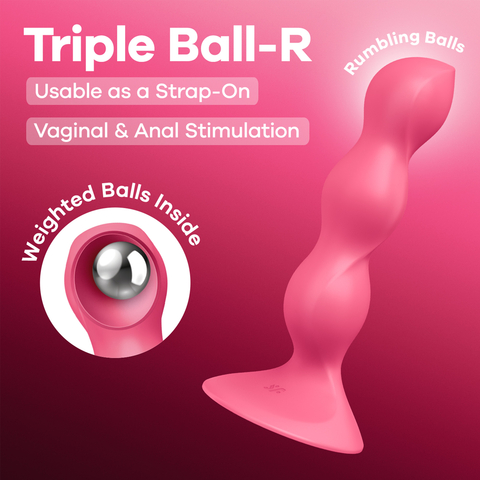 Стимулятор с тремя металличискими шариками в стволе SF Triple Ball-R (красный)