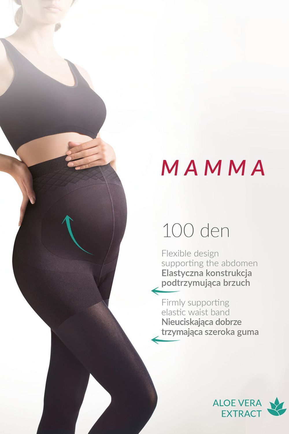 Черные колготки для беременных с экстрактом Алоэ Вера Mamma 100 den фото