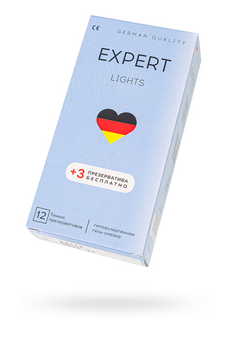 Презервативы EXPERT Lights Germany 12шт +(3 бесплатно), ультратонкие