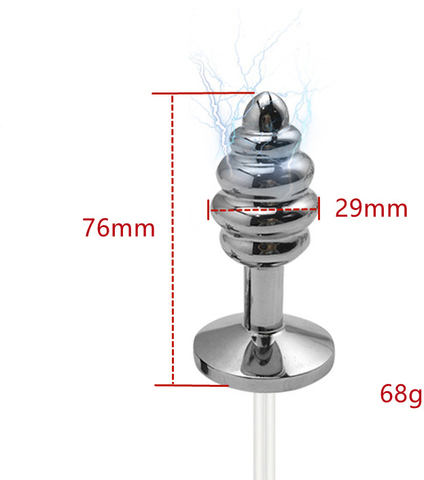 Винтообразная алюминевая анальная пробка с электростимуляцией