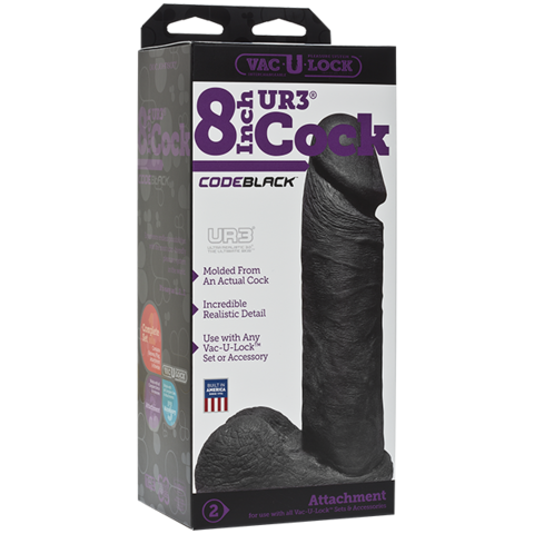 Насадка фаллоимитатор черная 8 Vac-U-Lock CodeBlack- 8 Inch ULTRASKYN™ Cock