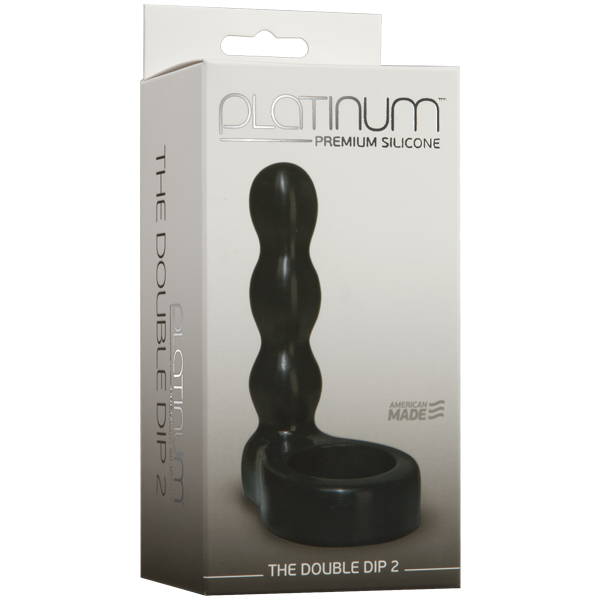 Насадка на пенис, Анальный фаллоимитатор с эрекционным кольцом Platinum Premium Silicone - The Double Dip 2 - Black фото
