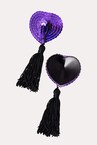 Пэстис Erolanta Denise, в форме сердец, с кисточками, фиолетовый-чёрный