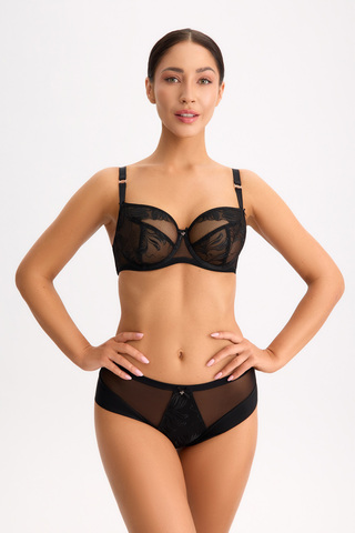 Высокие трусики-слип из линейки Black Diamond с прозрачными сетчатыми вставками. Сочетание нежного т