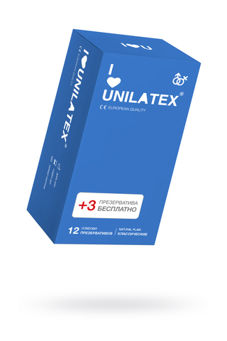 Презервативы Unilatex, natural plain, гладкие, классические, 18 см, 5,4 см, 15 шт.