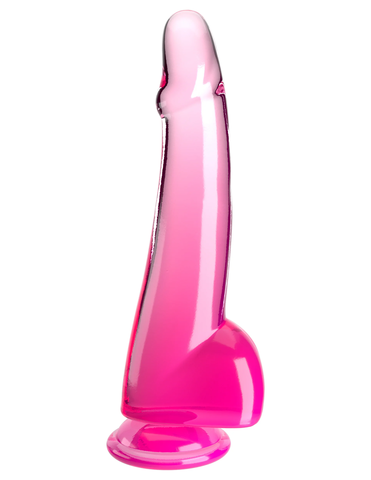 Прозрачный фаллоимитатор с мошонкой на присоске King Cock Clear 10, розовый