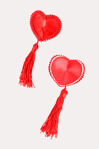 Пэстис Erolanta Lingerie Collection в форме сердец с кисточками тканевые красные