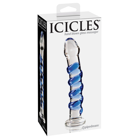 Стеклянный стимулятор Icicles No. 5 - Clear/Blue