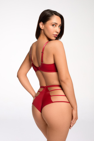 Красные высокие трусы-бразилиана из линейки Chic Trap со стильной вышивкой. Выполнены из прозрачного