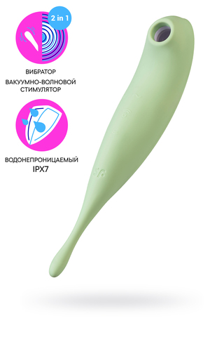 Вакуум-волновой бесконтактный стимулятор клитора Satisfyer Twirling Pro, силикон, зеленый, 20 см