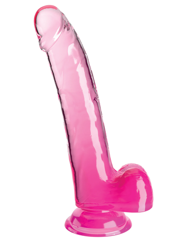 Прозрачный фаллоимиатор с мошонкой King Cock Clear 9, розовый