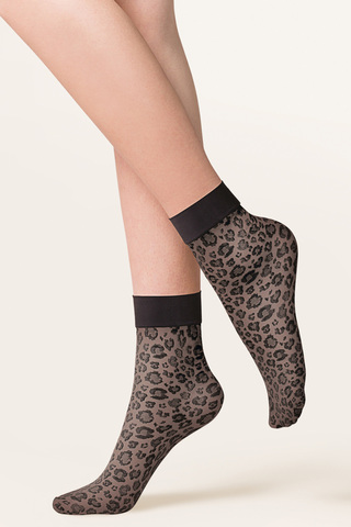 Черные леопардовые носочки Caty с мягкой резинкой