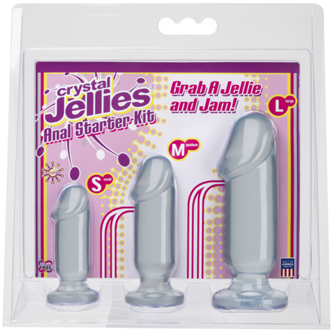 Анальные фаллоимитаторы в наборе 3 шт прозрачные Crystal Jellies - Anal Starter Kit - Clear