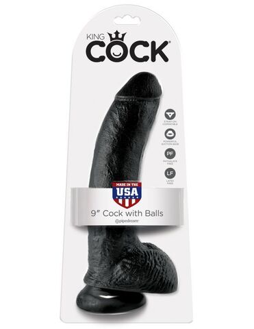 Фаллоимитатор на присоске черный King Cock 9 Cock with Balls