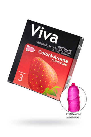 Презервативы VIVA Цветные ароматизированные 3 шт, латекс, 18,5 см