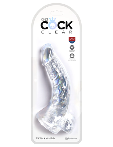 Прозрачный фаллоимитатор с мошонкой, King Cock Clear 7,5
