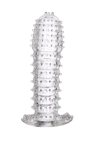 Насадка на пенис рельефная TOYFA Basic, TPE, прозрачный, 12 см