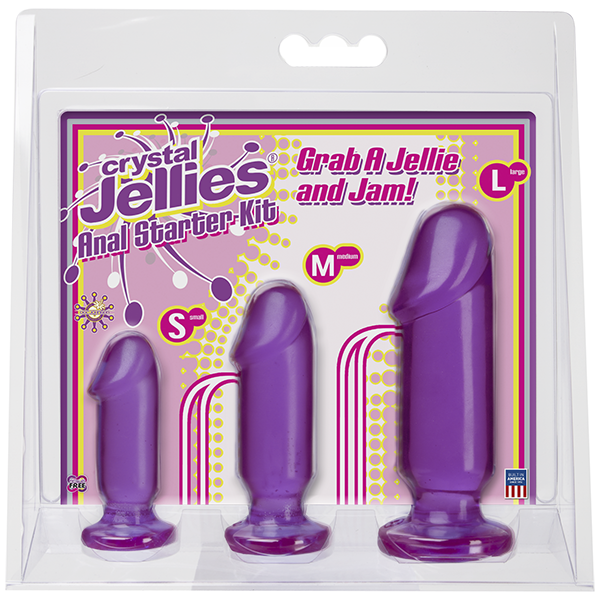Анальные фаллоимитаторы в наборе 3 шт фиолетовые Crystal Jellies - Anal Starter Kit - Purple фото