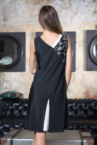 Платье домашнее женское Mia-Mia выполнено из сочетания белого и черного крепа