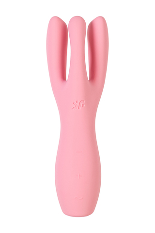 Вибростимулятор Satisfyer Threesome 3, силикон, розовый, 14 см
