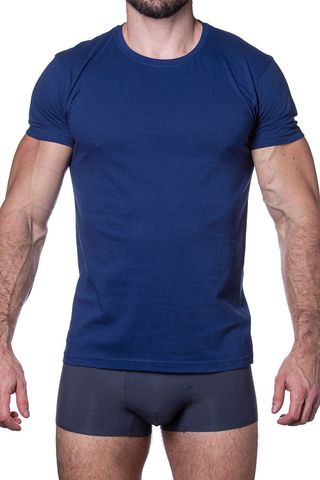 Мужская футболка T750-4 с коротким рукавом и круглым вырезом, выполнена из 100% хлопка