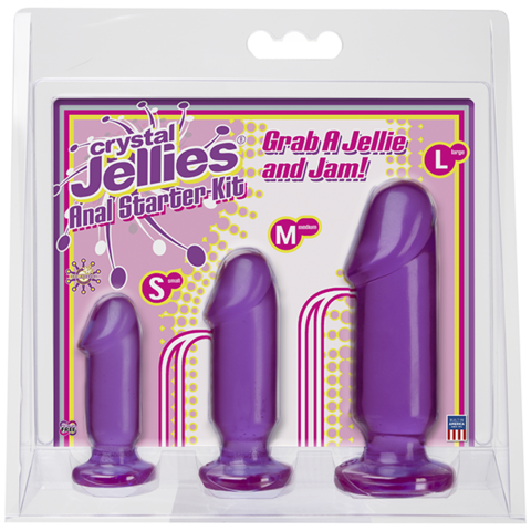 Анальные фаллоимитаторы в наборе 3 шт фиолетовые Crystal Jellies - Anal Starter Kit - Purple