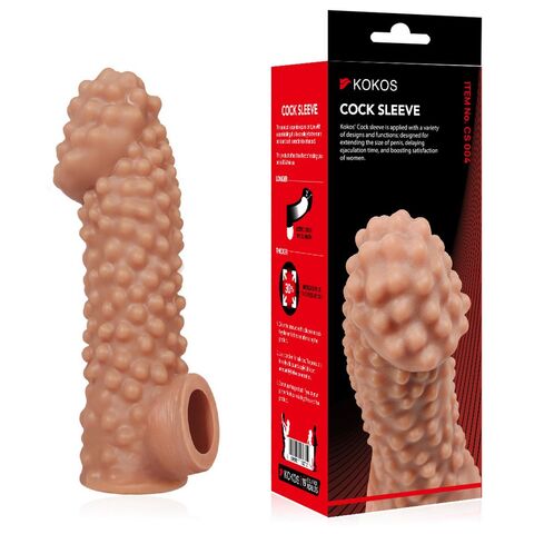 Насадка на фаллос с бугорками и отверстием для мошонки COCK SLEEVE RES.004 LARGE