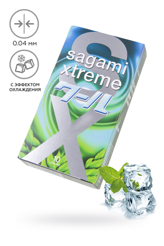 Презервативы Sagami, xtreme, Mint, латекс, 19 см, 5,2 см, 10 шт.