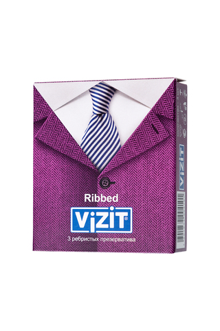 Презервативы VIZIT Ribbed Ребристые 3 шт, латекс, 18 см