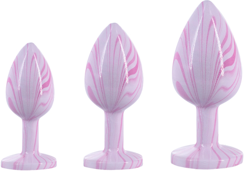 Эмалированная анальная пробка из алюминия со светло розовым кристаллом