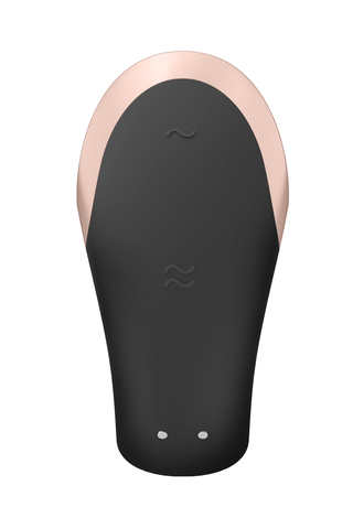 Стимулятор для пар Satisfyer Double Love Connect App с пультом ДУ, силикон, чёрный, 9 см
