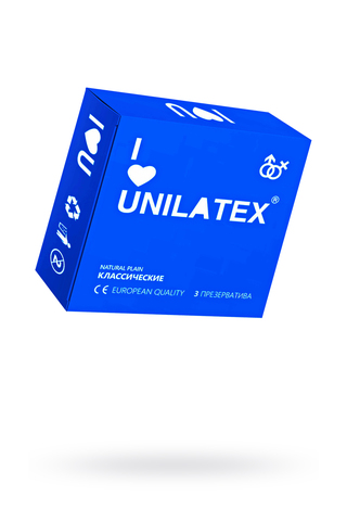 Презервативы Unilatex, natural plain, гладкие, классические, 18 см, 5,4 см, 3 шт.