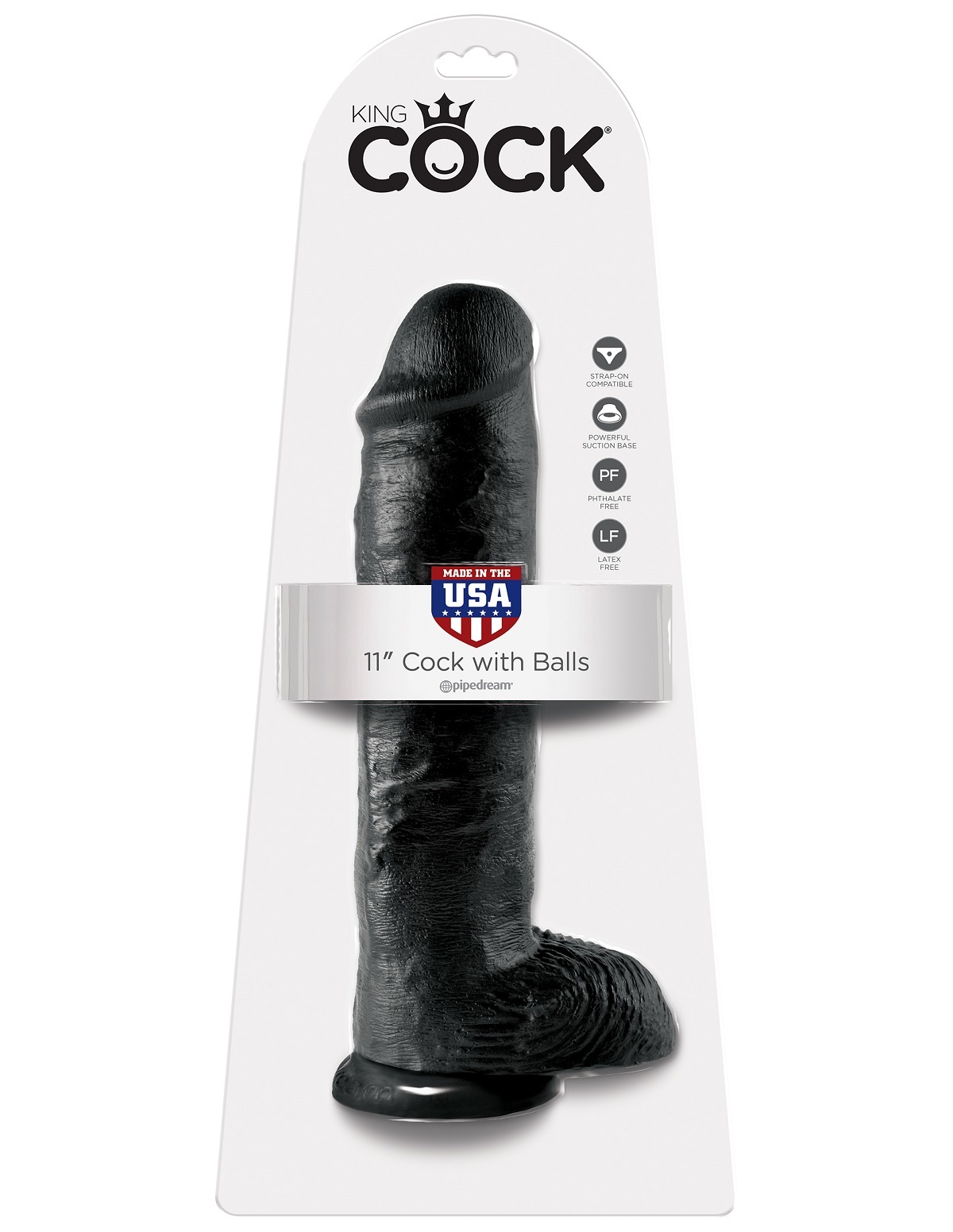 Фаллоимитатор на присоске 11 Cock with Balls черный King Cock фото